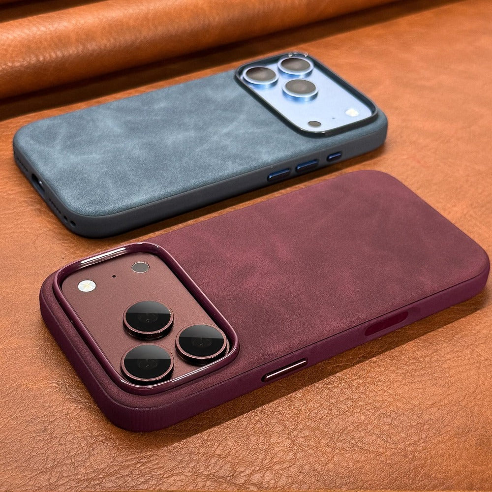 Luxury Retro Faux Sheepskin Leather Phone Case for iPhone 13-18 Pro Ma