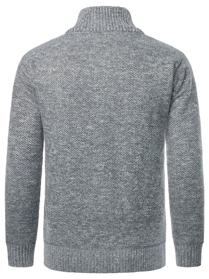 1pc Men'S Casual Style Knit Cardigan - 100% Polyester, Solid Color, Long Sleeve, Regular Fit, Stand Collar, Zip-Up, Umbrella Hem, Non-Stretch Fabric - Fashionable All-Match Pullover for Autumn/Winter