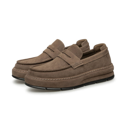 Men's Casual Loafers Leather Slip-On Platform Sole Shoes