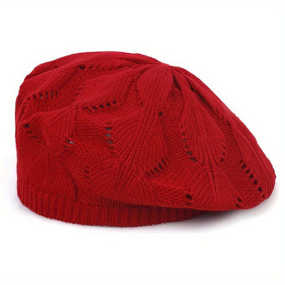 Hollow Out Breathable Beret Hats Casual Solid Color Painter Cap Elastic Berets For Women daily use
