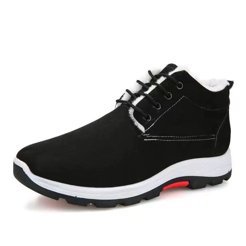 Men'S Winter Snow Boots - Warm High-Top Ankle Boots with Lace-Up Closure, Non-Slip Rubber Sole, and Breathable Fabric Upper for Cold Weather, Casual Style, Solid Color, Winter Boots, Brown Winter Shoe For Men Hiking, Thermal