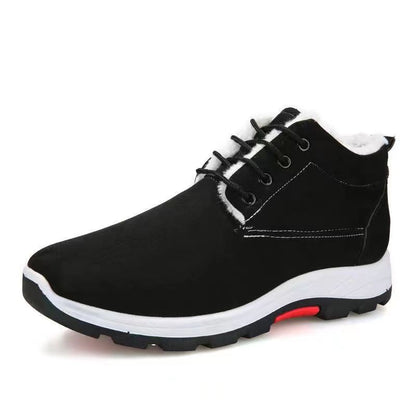 Men'S Winter Snow Boots - Warm High-Top Ankle Boots with Lace-Up Closure, Non-Slip Rubber Sole, and Breathable Fabric Upper for Cold Weather, Casual Style, Solid Color, Winter Boots, Brown Winter Shoe For Men Hiking, Thermal