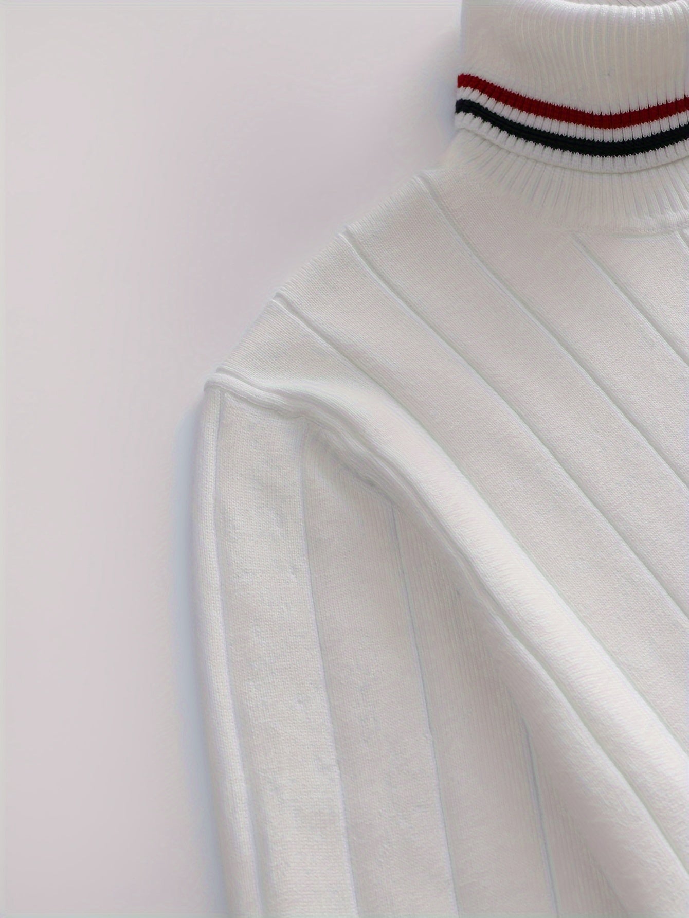 Temujin OBM Men's College Style Fashion New Color Block Striped High Neck Knit Long Sleeve Pullover Sweater