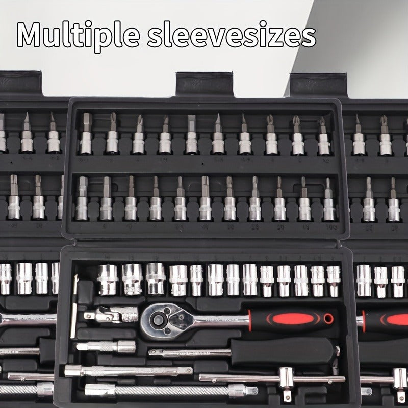 Repair Wrench Set, Ratchet Wrench Set, Socket Wrench Set, Designed for Various Environments Including Automotive Repair and Home Decoration, with Storage Box. 27-GJX