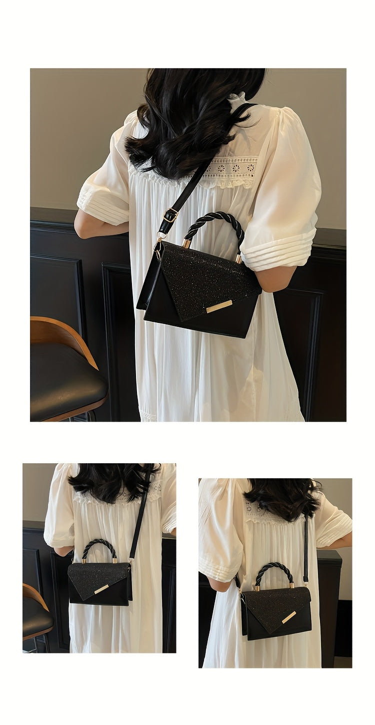 2025 թվականի նոր ամառային կանացի ձեռքի պայուսակ, մի ուսի վրա, մետաղական դեկորատիվ փոքր քառակուսի պայուսակ