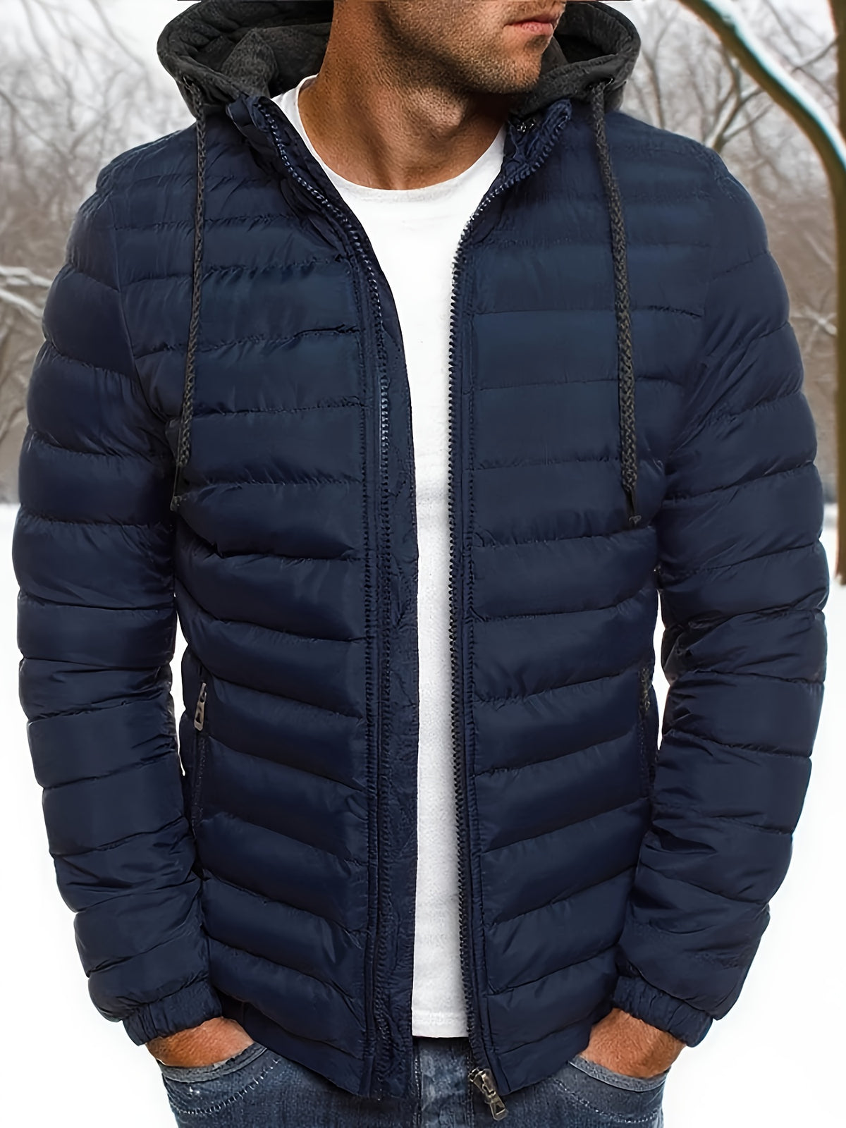 Men's Zipper Hoodie Jacket for Fall and Winter Casual Wear
