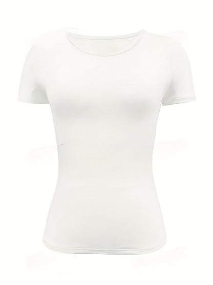 Women’s Solid Color Fitted Short-Sleeve T-Shirt for Summer