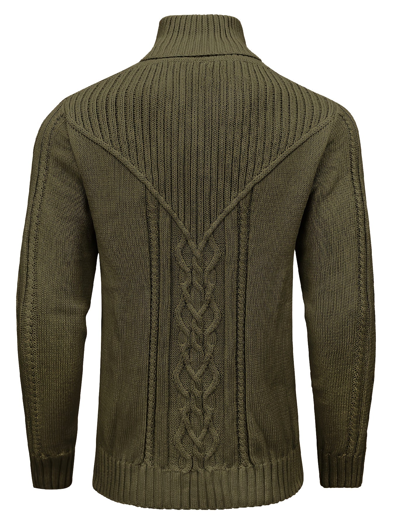 Տղամարդու բարձր օձիքով տաք տրիկոտաժե սվիտեր - ձգվող նորաձև ժապավենավոր սվիտեր, էլեգանտ ջենտլմենական կարդիգան