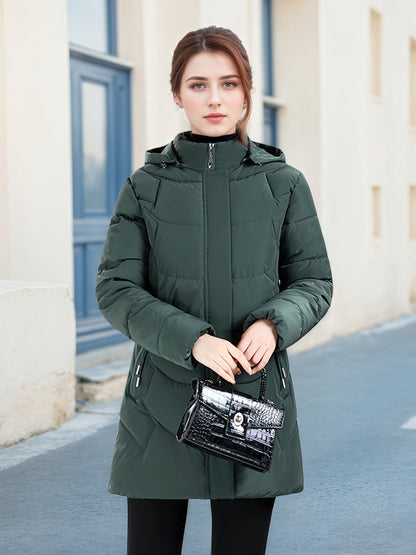 Կանացի էլեգանտ ձմեռային բաճկոն - Մազերի նման ուլունքաձև կոճակներով փակվող վերարկու, փքված չէ, ձեռքով լվացվող երկար թևքերով վերնազգեստ ցուրտ եղանակի համար (անկանոն և պաշտոնական) - սև բաճկոն առանց գոտու/պարագաների (պատրաստի կրելու), ձմեռային Ջա