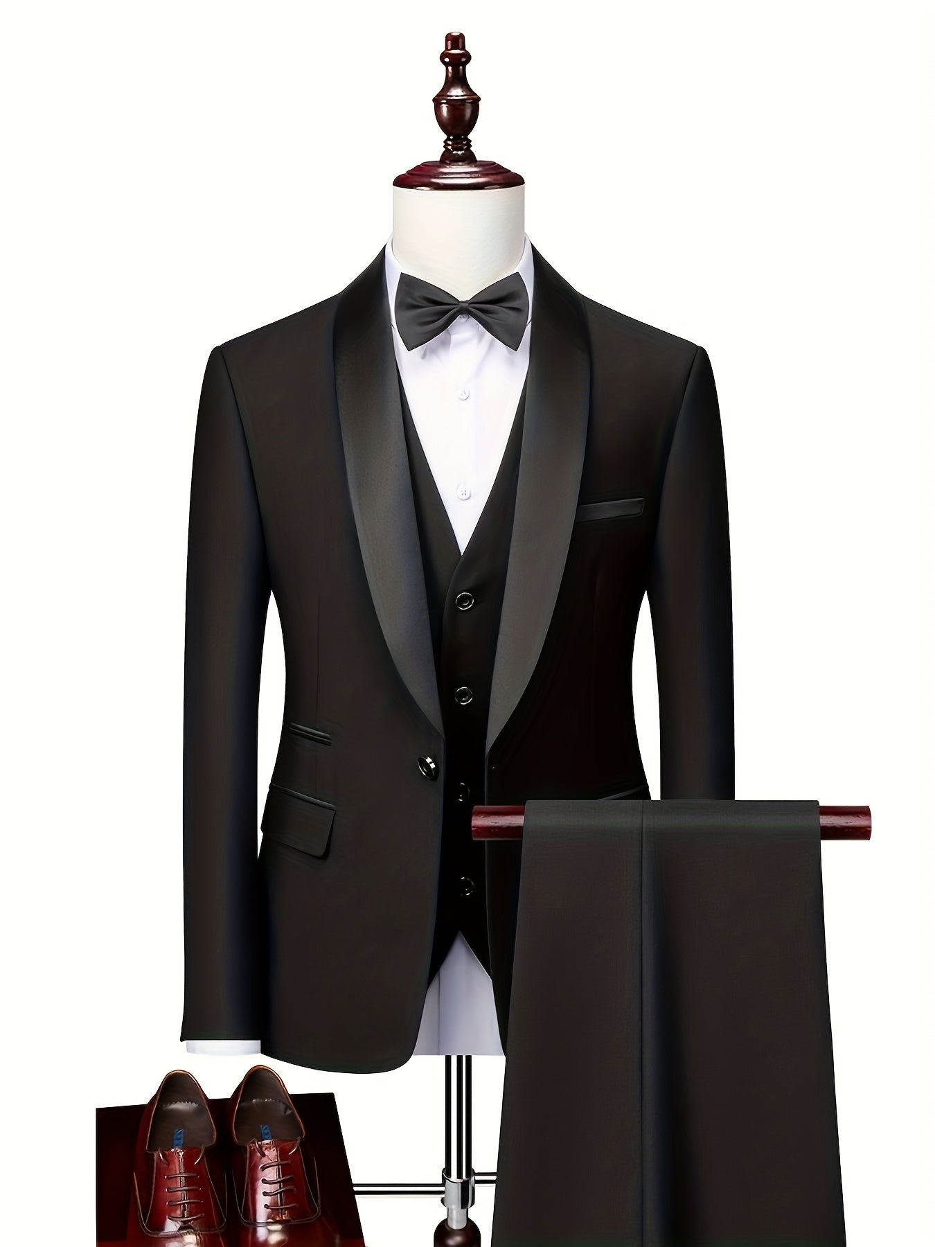 Men's 3-Piece Suit Set - Blazer, Vest & Trousers for Business & Weddin