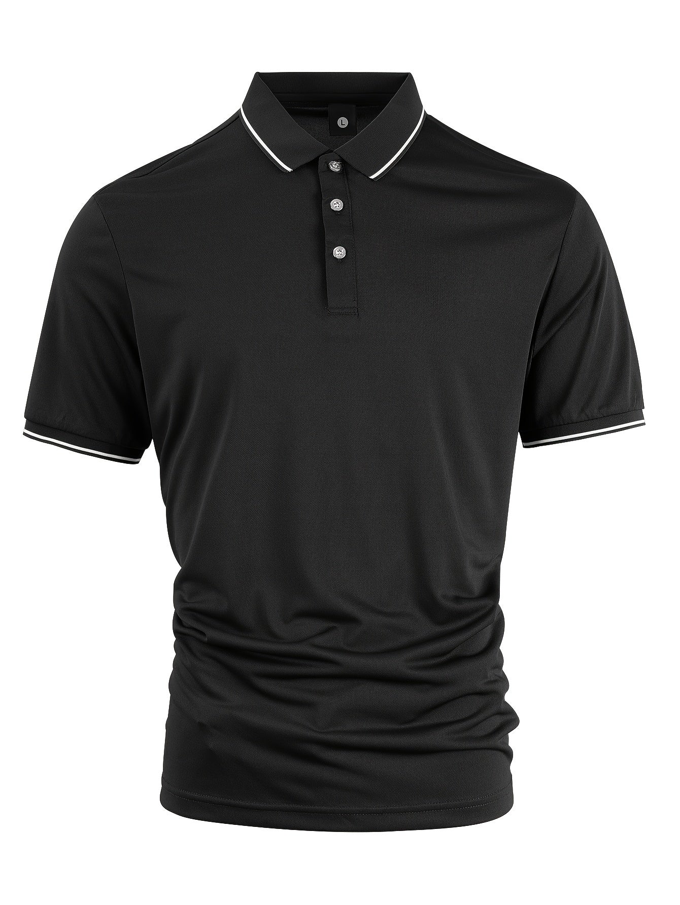 Men's Solid Golf Shirt, Casual Short Sleeve Lapel Shirt For Summer Outdoor