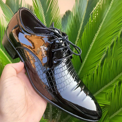 Men's Dress Shoes, British Style Elegant Lace-up Pointed Toe Loafers, Wedding Shoes, Gift for Men, Youth Formal Business Casual Shoes, Black - ayq