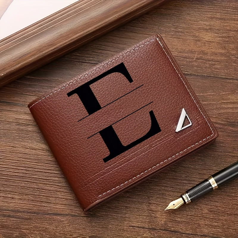 Custom Letter Solid Color Men's Wallet, Black Stylish Foldable Card Holder, Casual Men's Coin Purse, Suitable as a Birthday Gift for Husband, Holiday Anniversary Gift