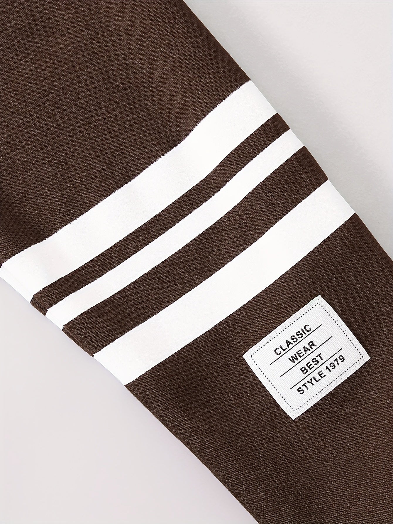 ' Autumn/Winter New Thickened Fleece-Lined Hooded Jacket with Striped Print on One Side, Warm and Stylish Zip-Up Sweatshirt Top + Solid Color Drawstring Straight Leg Pants, Fashionable Classic Versatile Casual Long Pants 2pcs