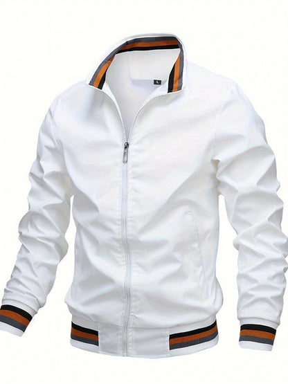 A Men'S Stylish Pilot Jacket, Made of Durable Fabric, Features Classic Striped Details, Perfect for Casual Outings Or Hiking. It Offers a Sense of Confidence And Fashion, Making It an Ideal Gift for Men