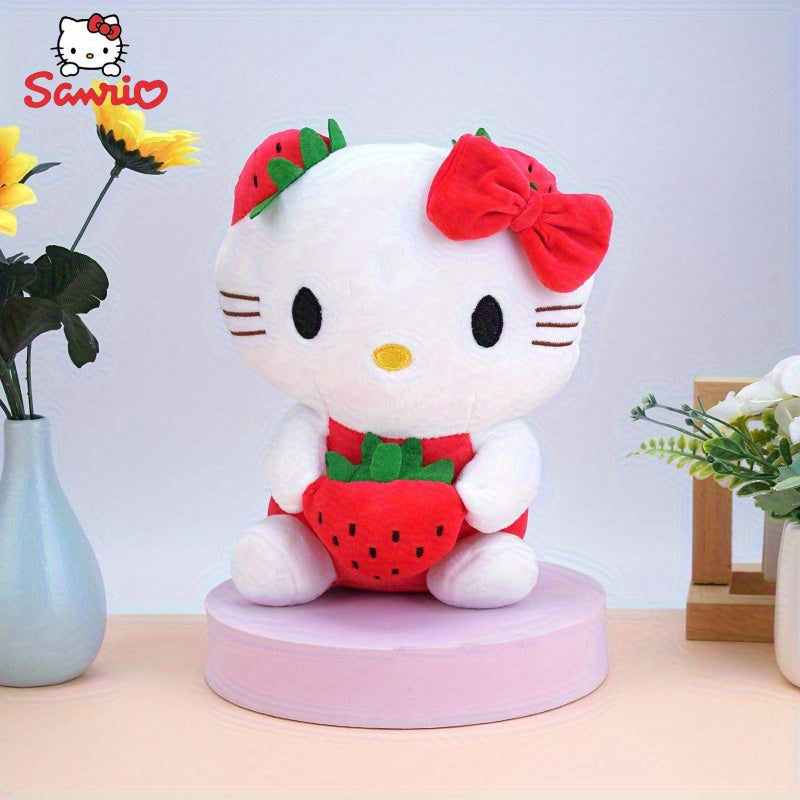 Sanrio Hello Kitty Y2K Style Plush Toy - Strawberry & Watermelon Fruit Design, Soft Polyester Cute Cartoon Character for Room Decor, Birthday Gift, 0+ Age