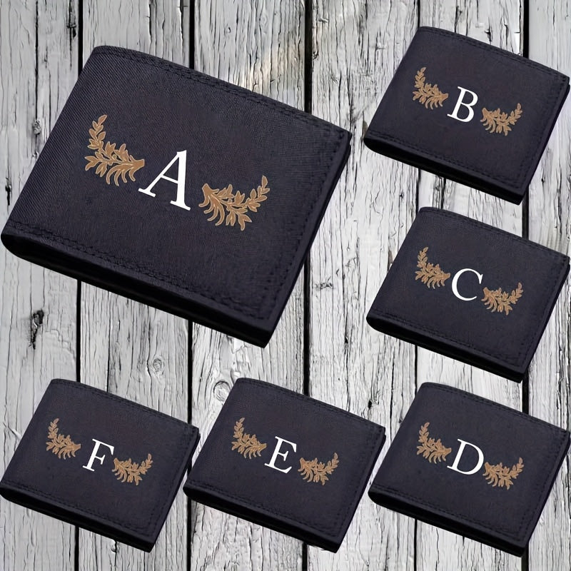 26 Letter Print Canvas Short Wallet - Open Bifold Wallet for Business and Casual Use, Perfect Gift for Men, Casual Wallet | Men's Wallet | Canvas Material