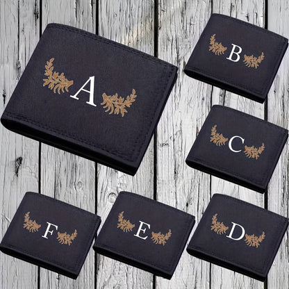 26 Letter Print Canvas Short Wallet - Open Bifold Wallet for Business and Casual Use, Perfect Gift for Men, Casual Wallet | Men's Wallet | Canvas Material