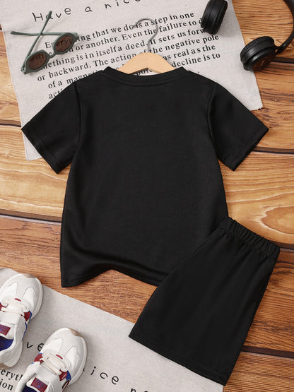 Boys' Casual Lion Print T-Shirt and Shorts Set for Spring/Summer