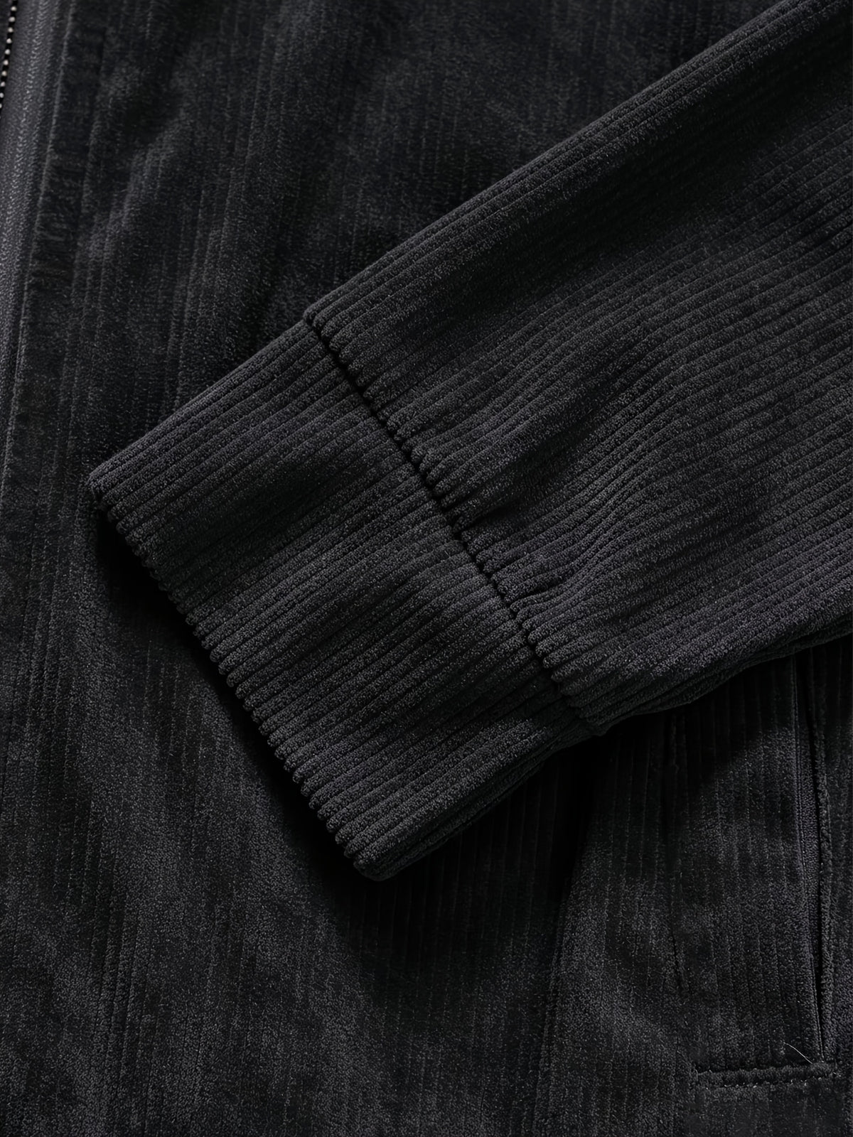 Men's Corduroy Zipper Jacket with Lapel Collar for Spring/Fall