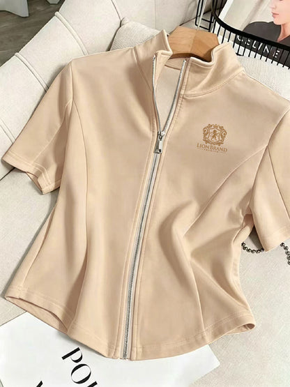 Women’s Chic Minimal 2-Piece Zip Track Suit - Casual Elegant