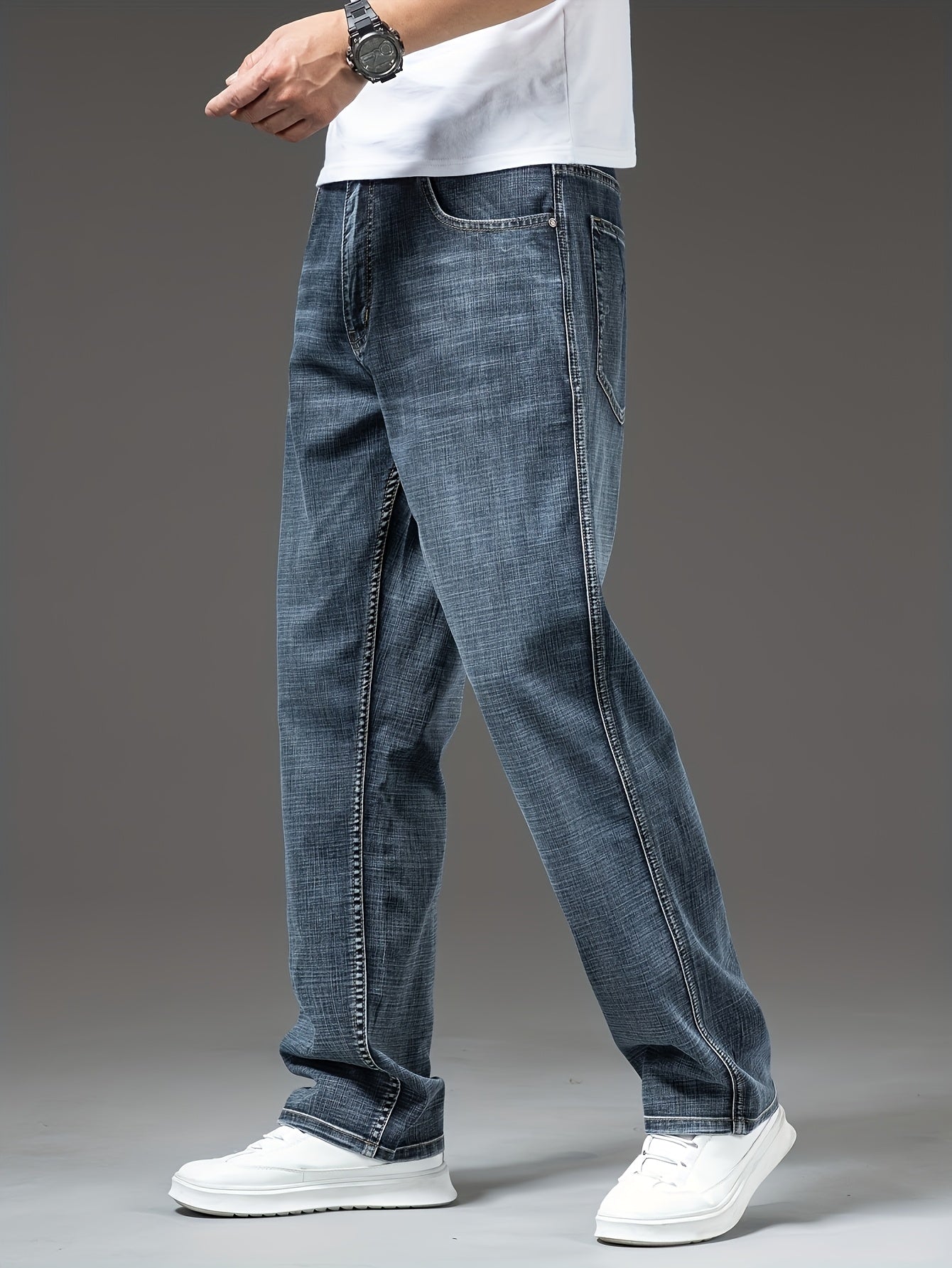 Teen Boys' Casual Y2K Preppy Denim Jeans with Belt