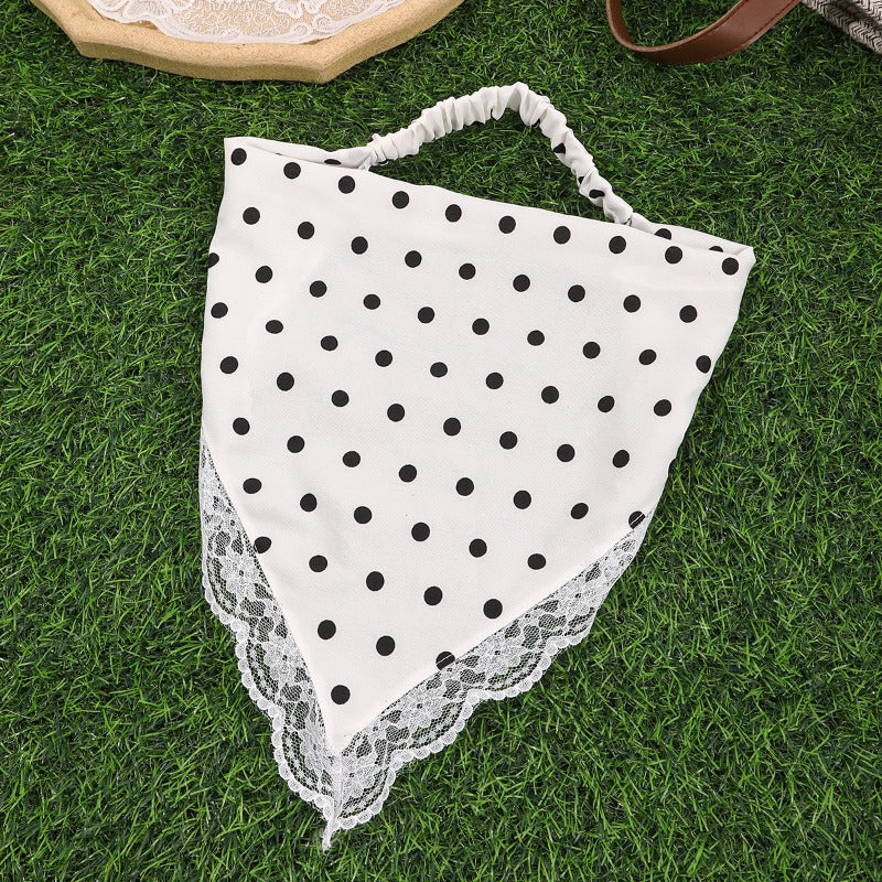Women’s Stretch Lace Trim Polka Dot Bandana Headscarf