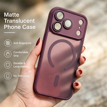Matte Translucent Magnetic Silicone Phone Case for iPhone 18-14 Pro Ma