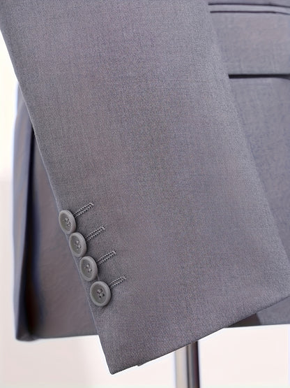 Men's 3-Piece Polyester Suit Set with Vest & Pocket Square
