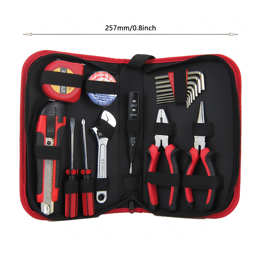 Christmas And New Year Gifts 18pcss Household Multi-Function Repair Tool Set 11pcs Set Including Slotted And Phillips Screwdrivers / Utility Knife / Electrical Tester / Insulation Tape / 3-Meter Tape Measure / 6-Inch Adjustab