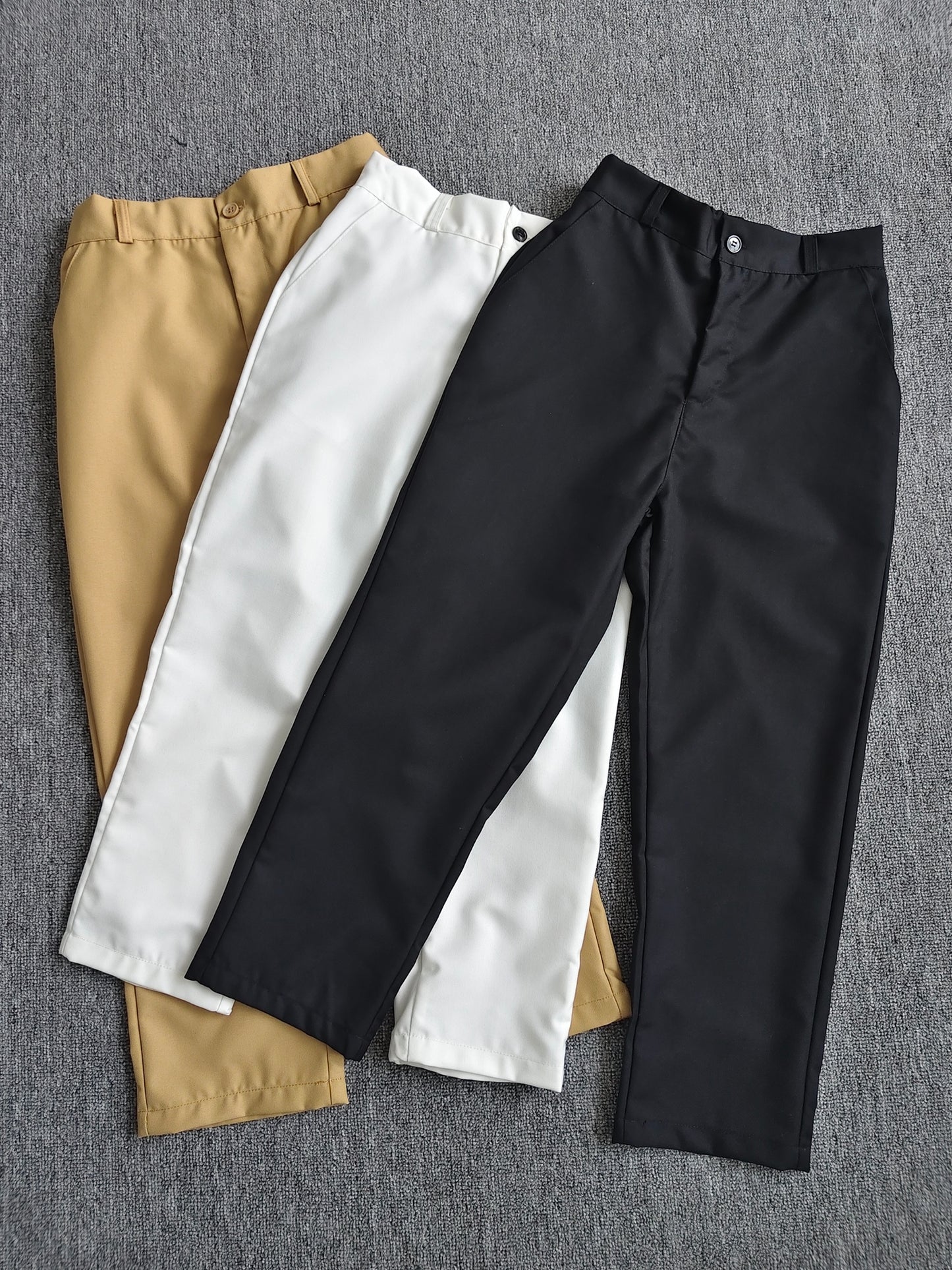 Boys Loose Fit Preppy School Dress Pants with Zipper Waist