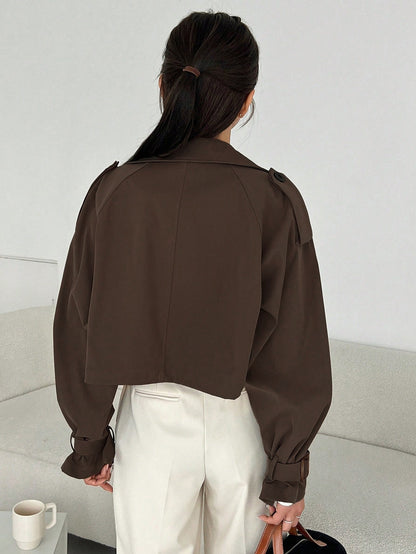 Կանացի էլեգանտ միագույն կարճ քամուց պաշտպանիչ բաճկոն - թեթև, բազմակողմանի վերնազգեստ առօրյա և պաշտոնական հանդերձանքի համար, հեշտ խնամքի համար՝ ձեռքով լվացում/քիմմաքրում, դիմացկուն գործվածք