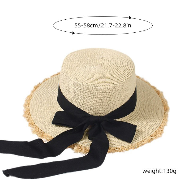 Women's Linen Bucket Hat with Ribbon Bow, Breathable Summer Sun Hat
