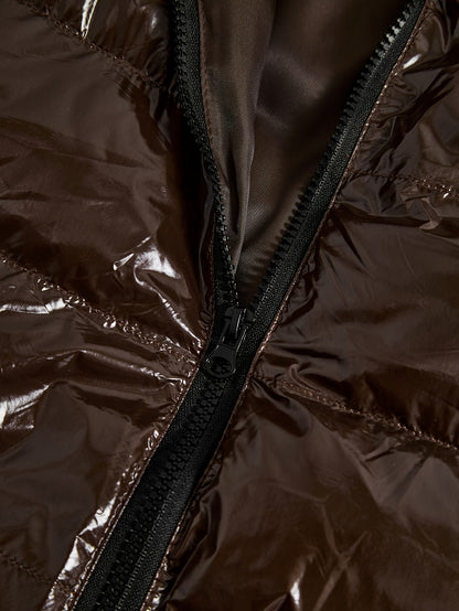 Women'S Winter Hooded Coat - Lightweight Warm Loose Fit Jacket with Full-Zip Closure, Elegant Brown Outerwear for Cold Weather, Office, Dates & Everyday - Non-Stretch Fabric Construction, Ladies Winter Coats, Date Night Wear,