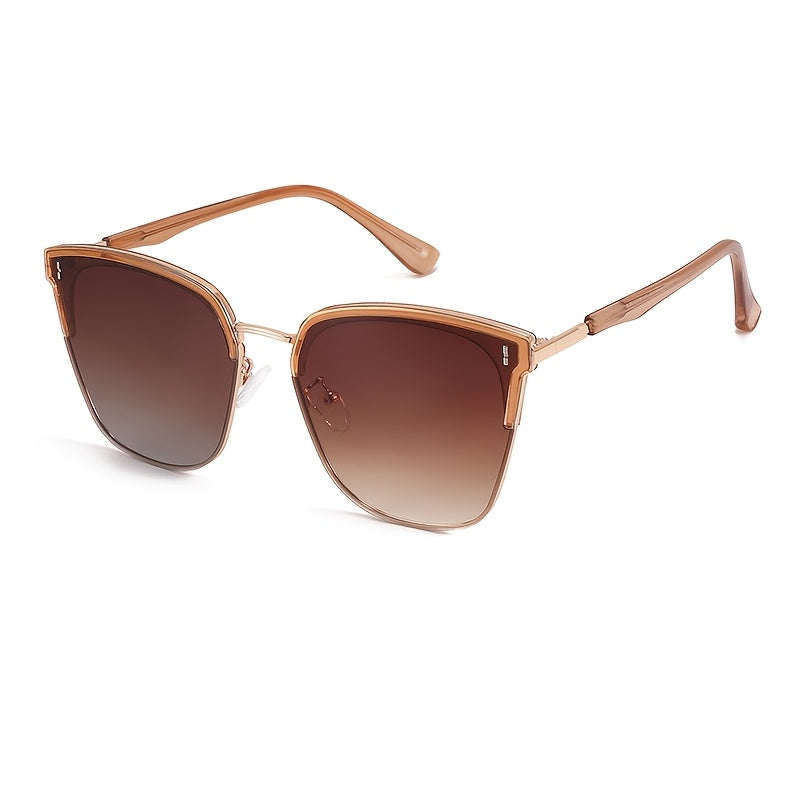 Men's & Women's Metal Half-Frame Rectangle Glasses with Brow Bar