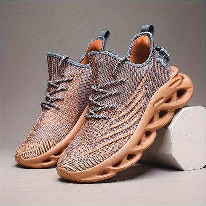 Breathable Knit Sneakers - Summer Height-Boosting Running Shoes | Fashionable & Casual Lace-Up Athletic Footwear for Men and Women | Durable EVA Sole | Perfect for Outdoor Activities | Black, White, Red, Summer Running Shoes|