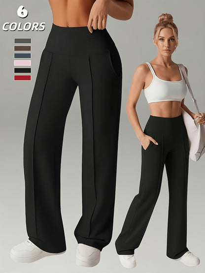 Women’s High-Waist Wide-Leg Leggings with Pockets