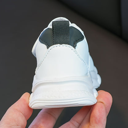 Girls' White Sneakers - Cute Cartoon Bear Design, Casual Low-Top Style with Hook-and-Loop Fastener, Comfortable Microfiber Synthetic Upper, All-Season Wear for Youngsters, Everyday Youngsters's Shoes | Playful Youngsters Snea