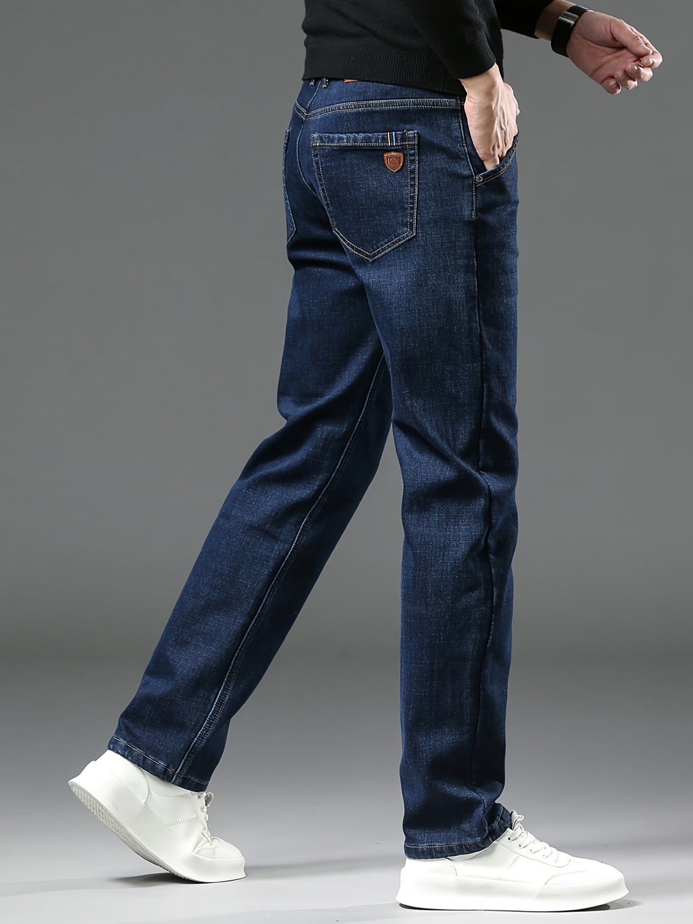 High-quality Men's Denim Trousers, Business Style, Elastic Men's Pants, New Autumn/winter Fashion Trend - ayq