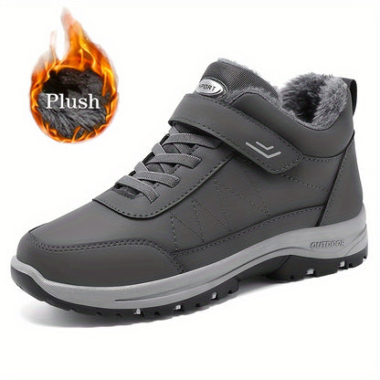 Men'S Casual Solid Color Faux Snow Boots with Plush Lining, Anti-Slip & Wear-Resistant for Outdoor Walking and Hiking in Winter, Winter Boots, Hiking Footwear, Sleek Boot Design, Durable Traction Footwear