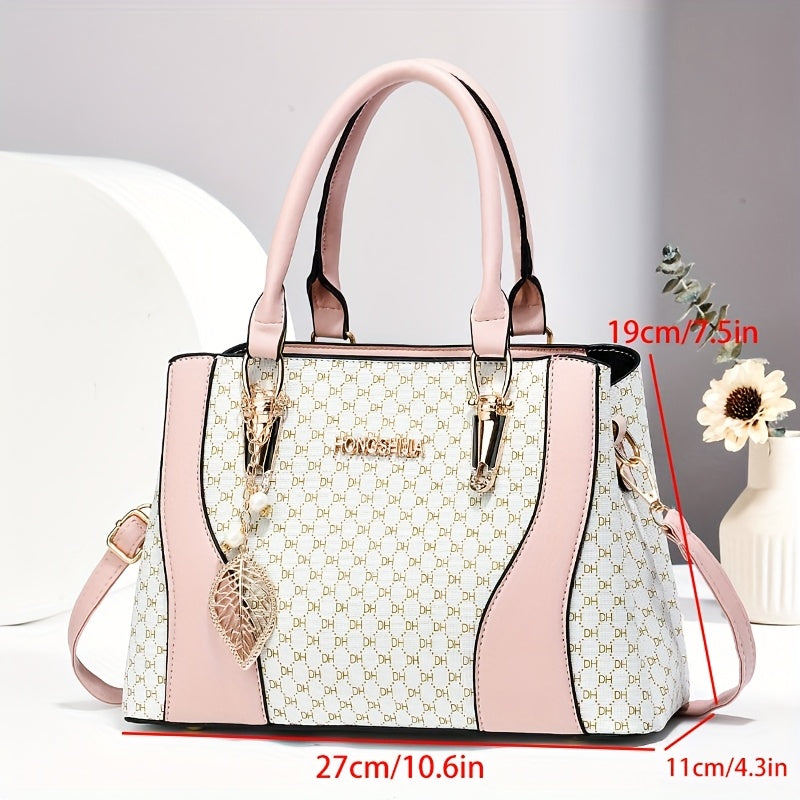 Women's Elegant Quilted Tote Bag with Removable Strap - Faux Leather