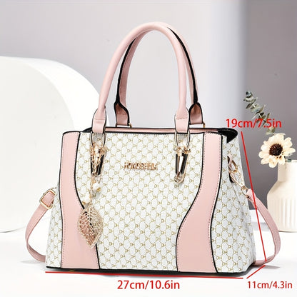 Women's Elegant Quilted Tote Bag with Removable Strap - Faux Leather