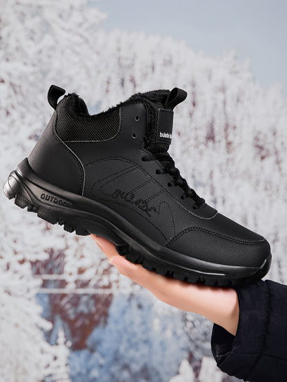 Տղամարդկանց ձմեռային բարձրակրունկ կոշիկներ - վերևի մասը, փափուկ ծածկույթ և փափուկ ներբան, չսահող MD ներբան, շագանակագույն/սև արշավային կոշիկներ ձյան, սառույցի և ցուրտ եղանակի համար - թեթև և դիմացկուն ամենօրյա ձմեռային կոշիկներ արշավների համար