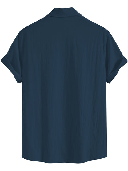 Men's Summer Cotton Shirt and Shorts Set - Casual Outdoor Wear