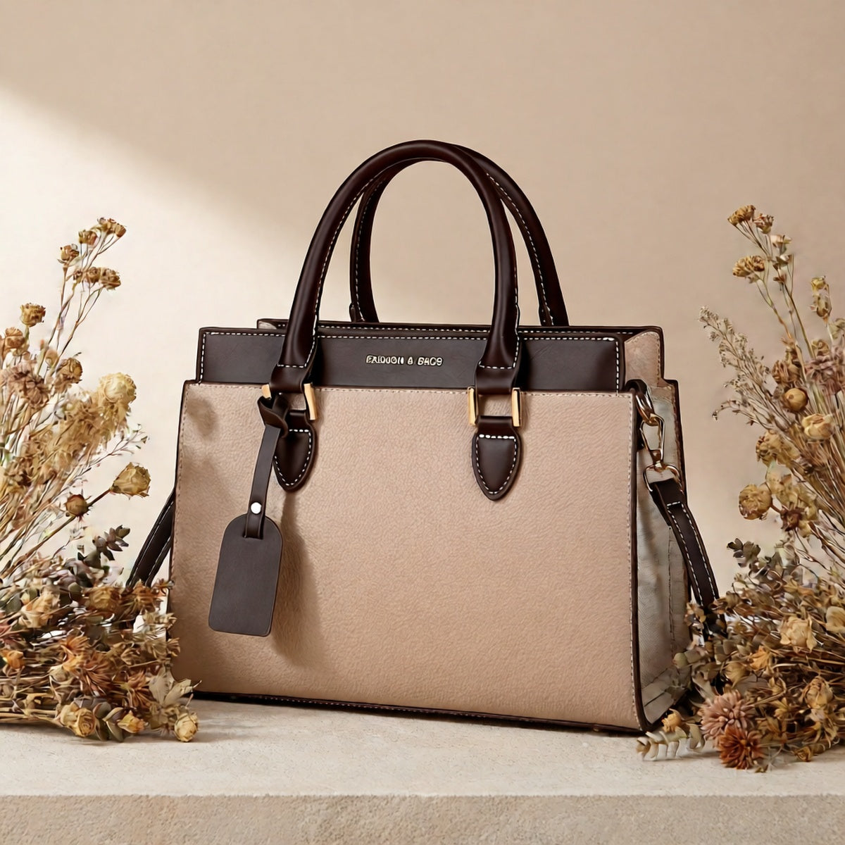 LABOONOO Minimalist PU Handbag with Adjustable Strap and Zipper