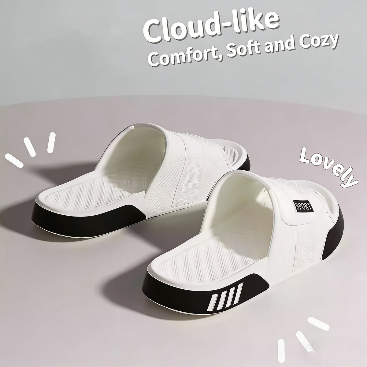 Men's Sporty EVA Cloud Slides with 3cm Non-Slip Sole