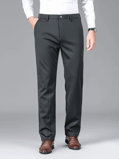 2pcs Men's Business Casual Stretch Dress Pants, Wrinkle-Resistant & Iron-Free, All-Season Wear, Logo, Navy Blue & Black, Polyester Blend, Machine Washable