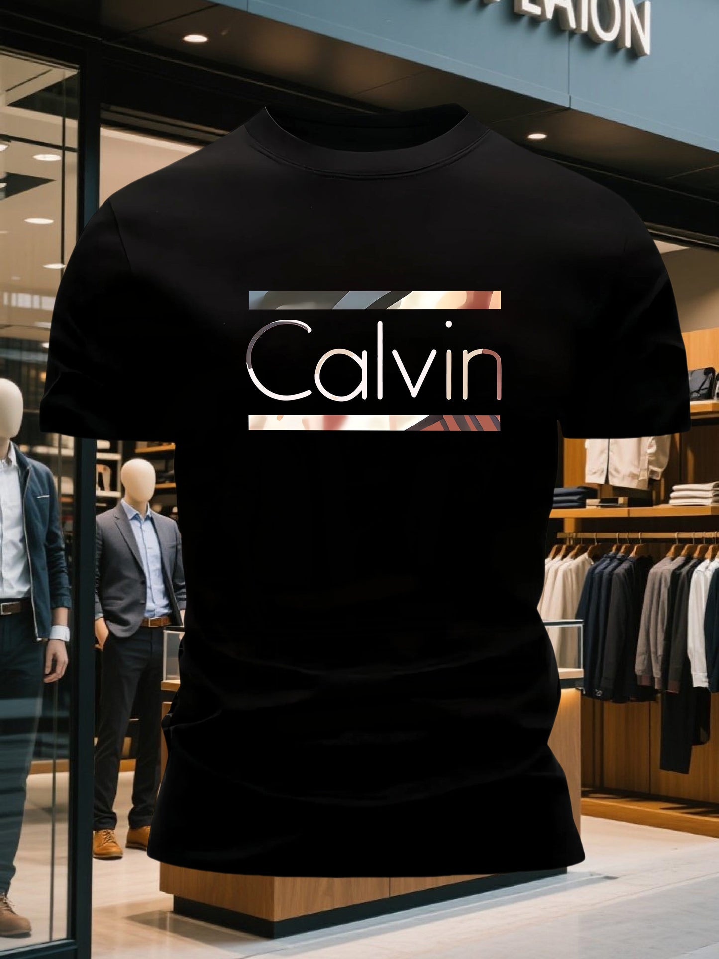 Men'S Bright Pink CALVI Graphic T-Shirt - Soft Breathable 100% Cotton Crewneck Tee, Everyday Casual Shirt for Office, Outings  Gym - Minimalist Modern Top, Comfortable Clothing, Stylish Letter Print, Durable Fabric, Short Sl