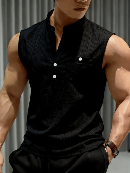Men's Lightweight Sleeveless Henley Shirt Summer Casual Vest