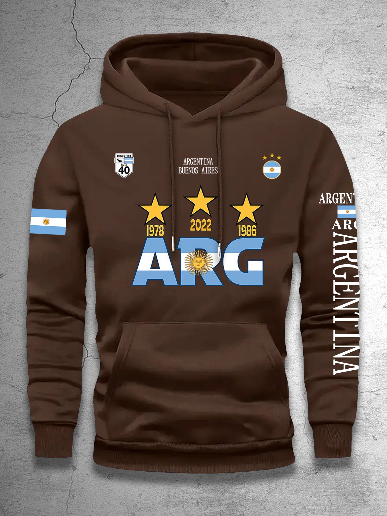 Men's Hooded Sweatshirt with Argentina Design - Casual Winter Pullover